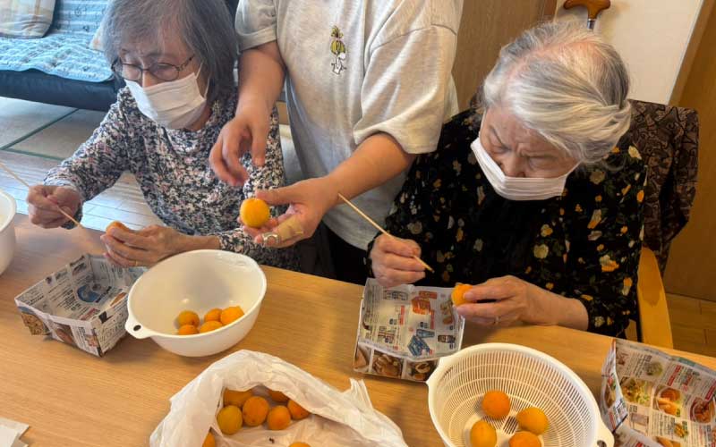 完熟梅で梅シロップ作りです